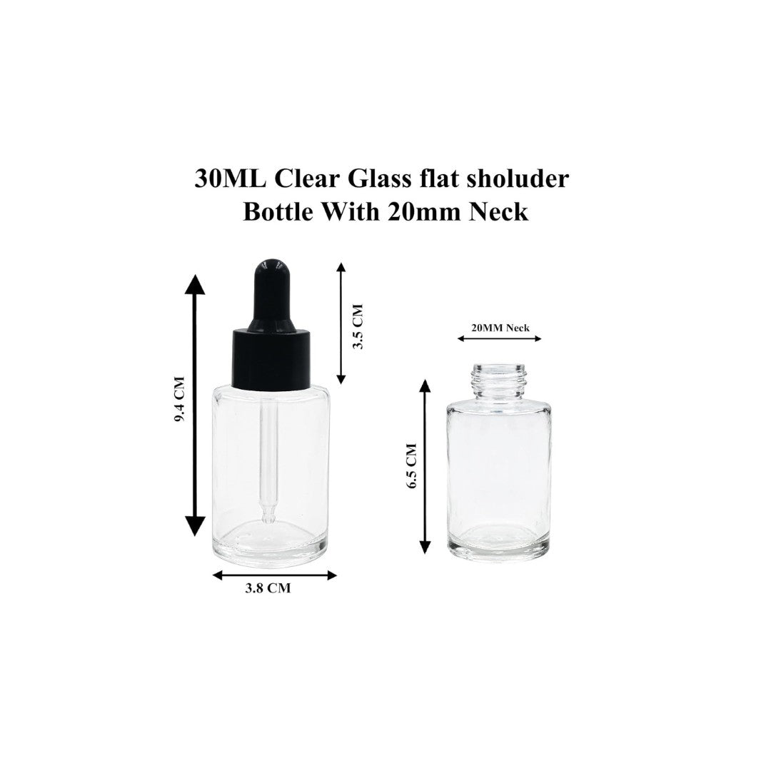 Clear Flat Shoulder Round Empty Glass Bottle with Smooth Sleeve