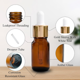 Amber Round Glass Dropper Bottle with White Silicone Teat