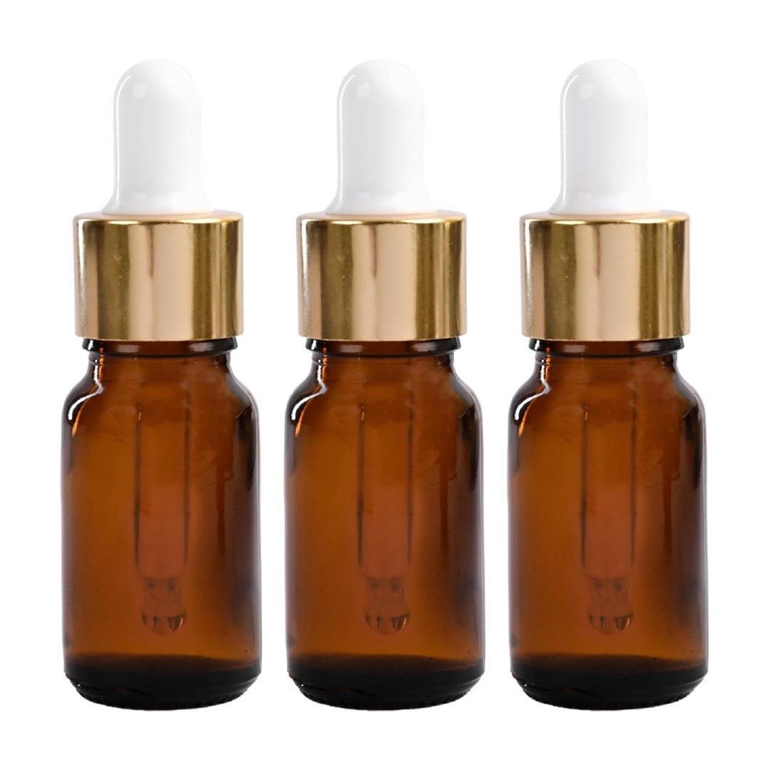 Amber Round Glass Dropper Bottle with White Silicone Teat
