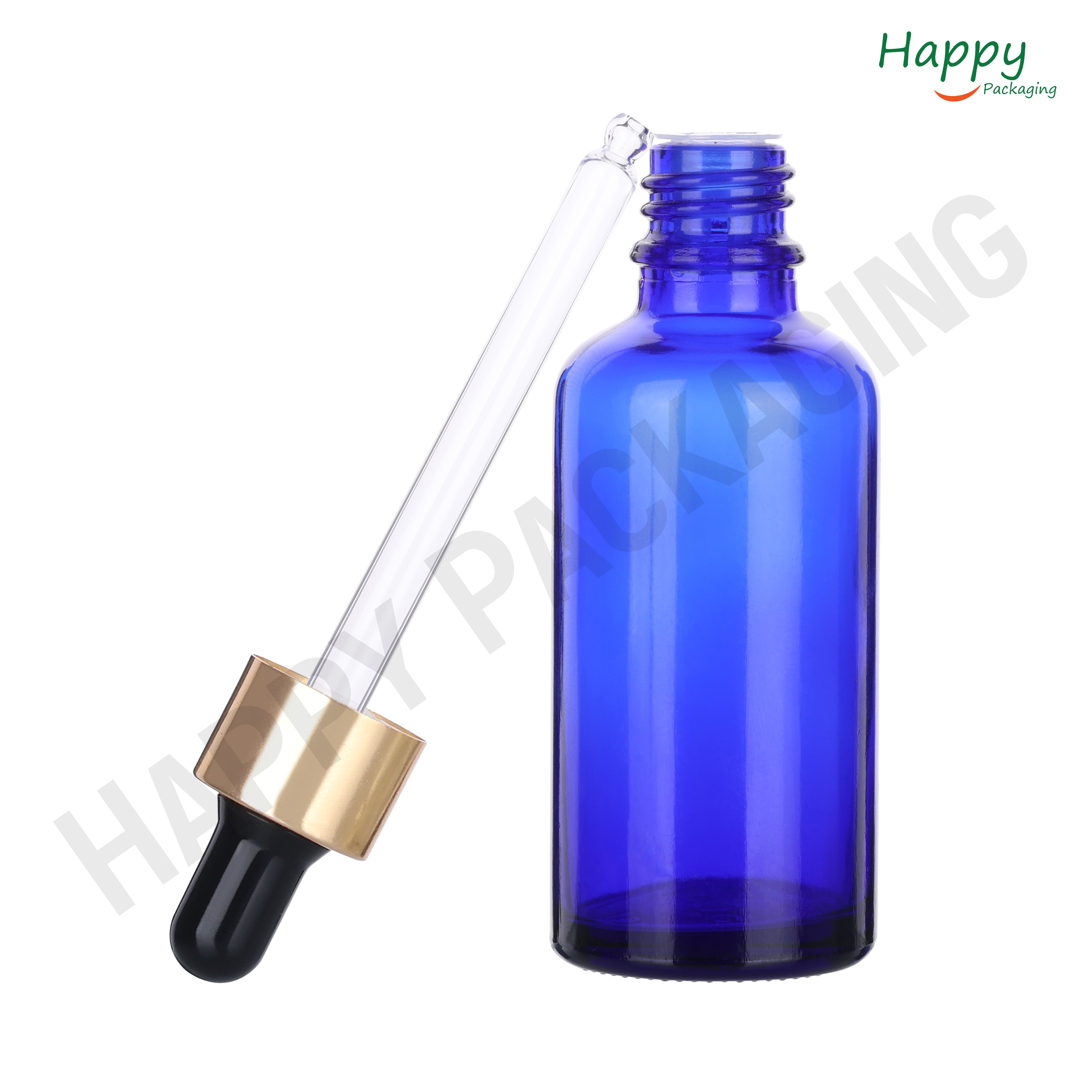 Blue round Glass Dropper Bottle with Smooth Silicon Sleeve