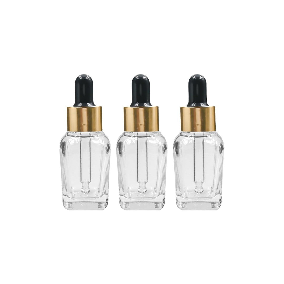 Clear Square Glass Dropper Bottle with Black Silicone Teat