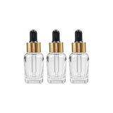 Clear Square Glass Dropper Bottle with Black Silicone Teat