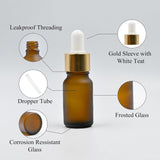 Amber Round Frosted Glass Dropper Bottle with White Silicone Teat