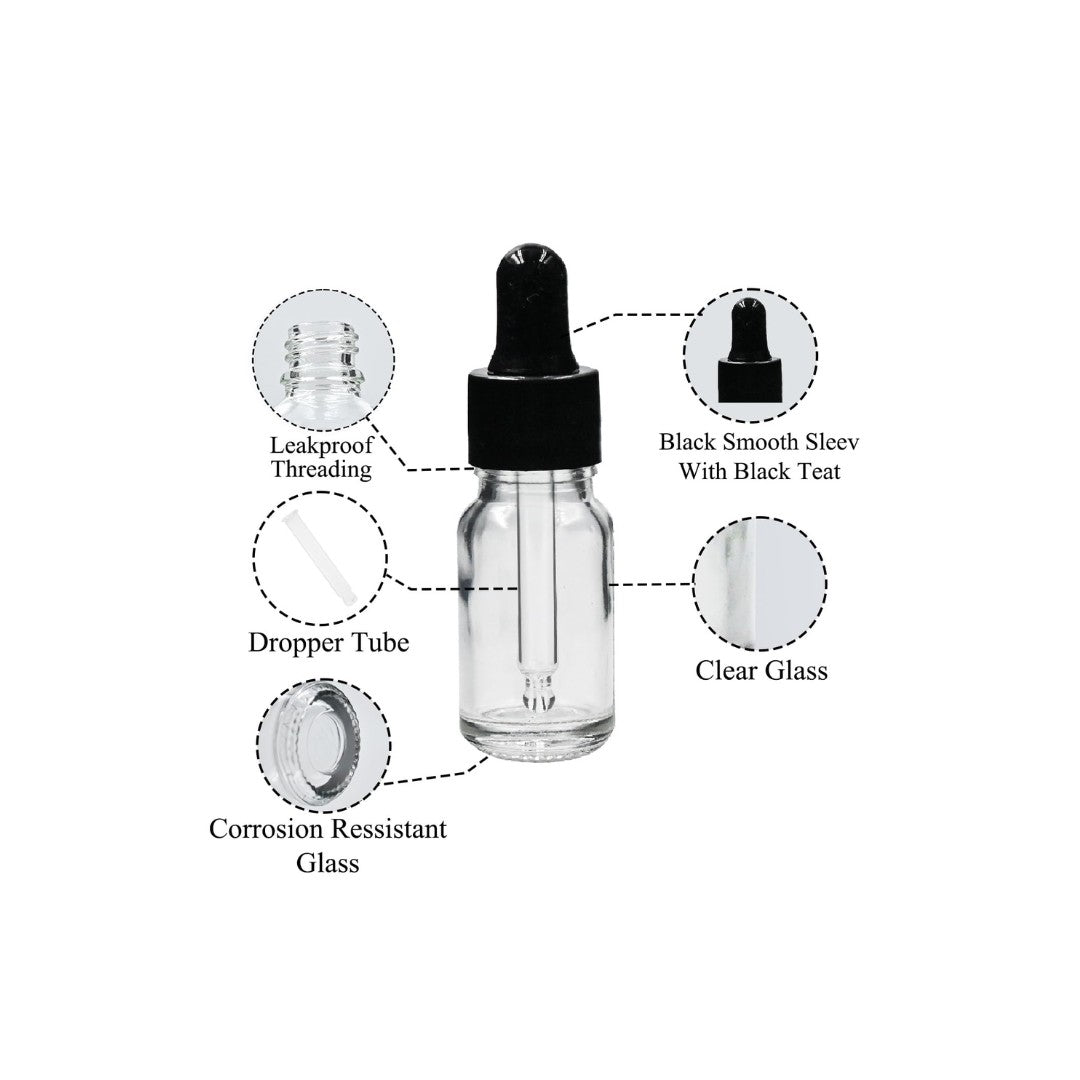 Clear Round Glass Dropper Bottle with Sleeve and Teat