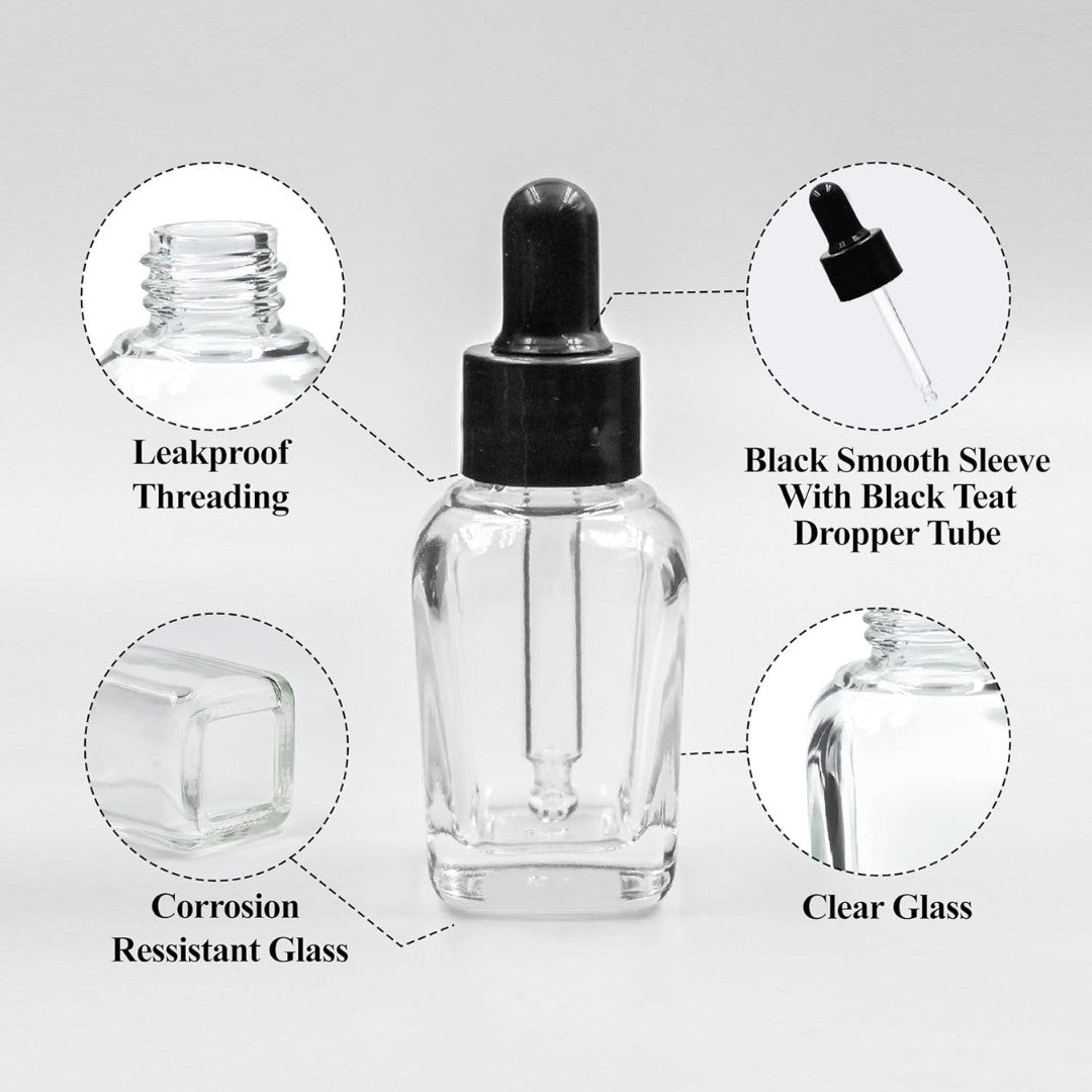 Clear Round Glass Dropper Bottle with Smooth Sleeve