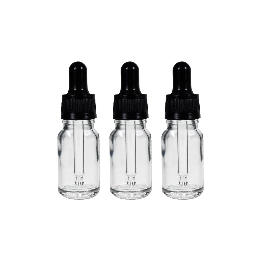 Clear Round Glass Dropper Bottle with Knurling Sleeve