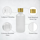 Clear Frosted Round Empty Glass Bottle with Screw Cap & Inner Plug