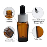 Amber Square Empty Glass Bottle with Silver Matte Slleve