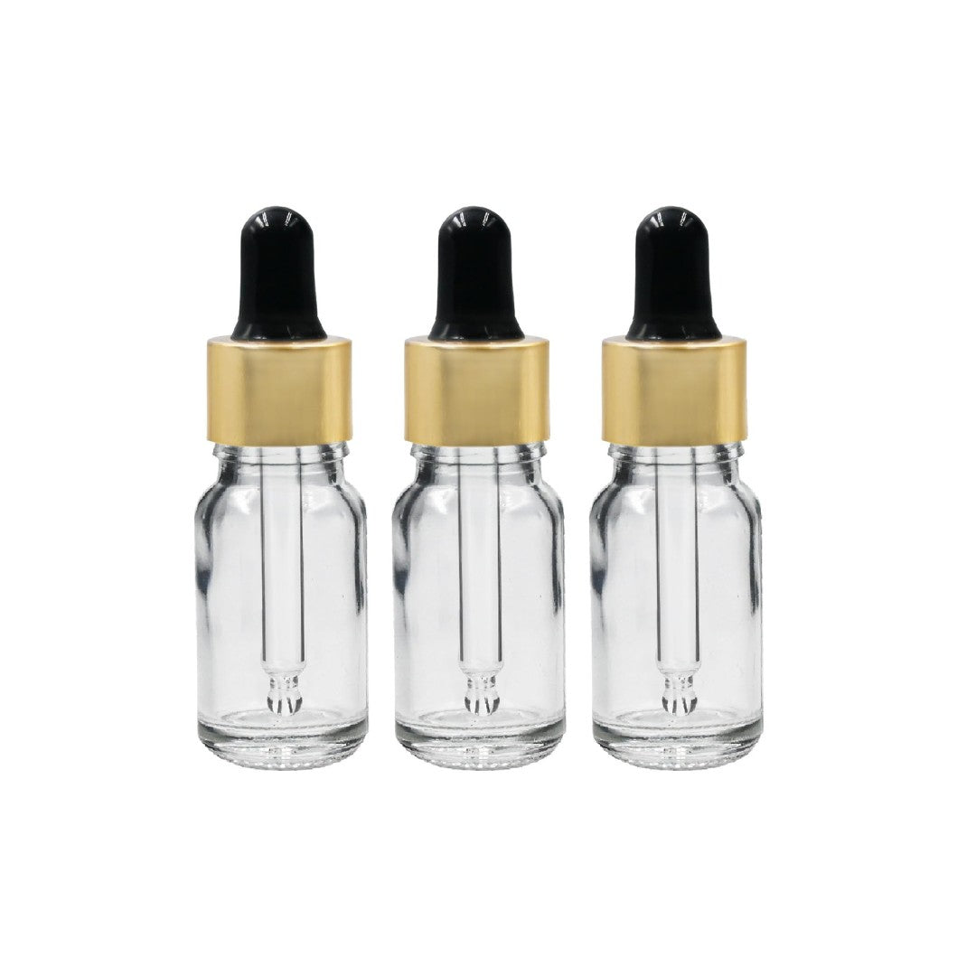 Clear Round Glass Dropper Bottle with Black Silicone Teat