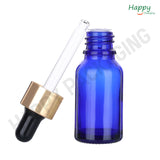 Blue round Glass Dropper Bottle with Smooth Silicon Sleeve