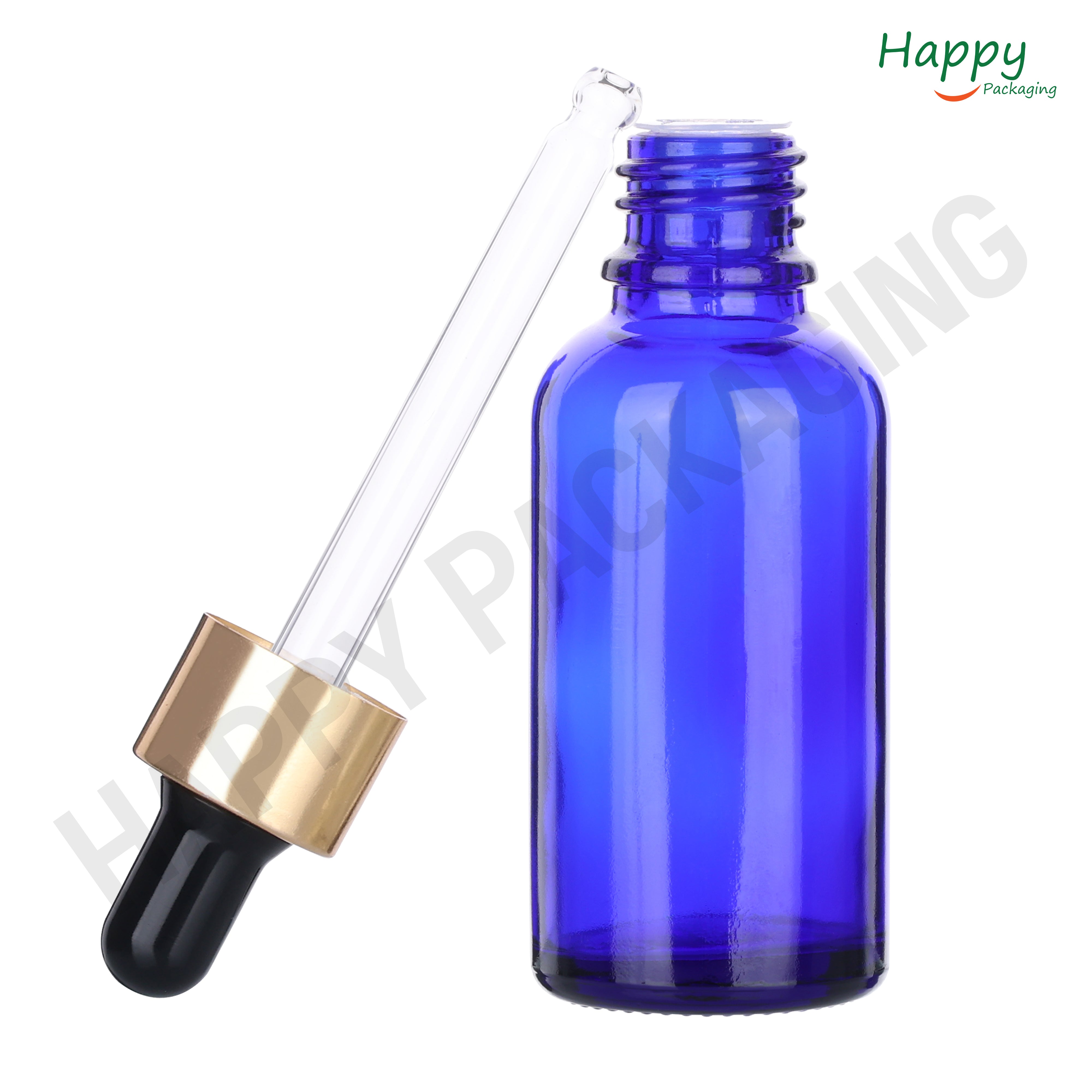 Blue round Glass Dropper Bottle with Smooth Silicon Sleeve