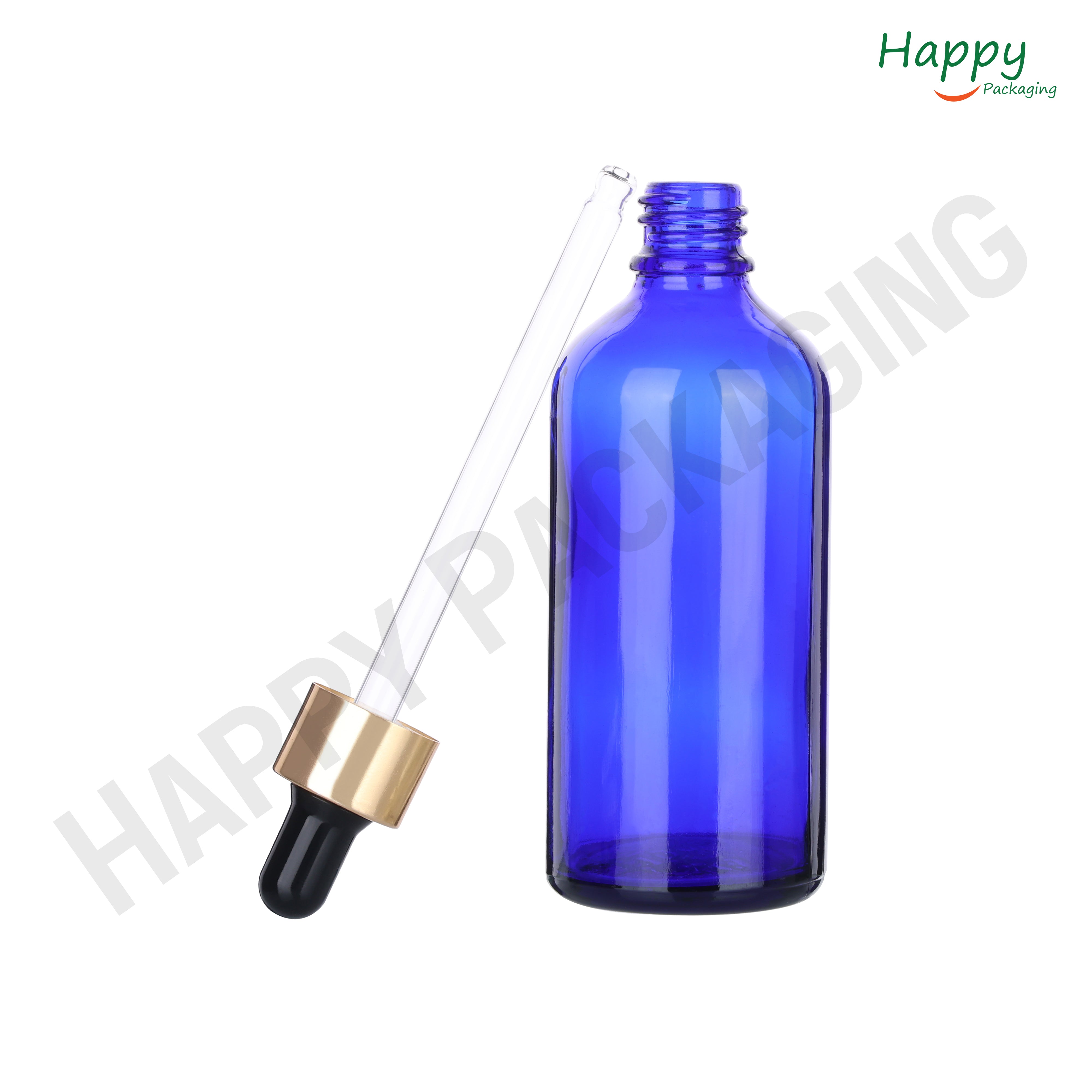 Blue round Glass Dropper Bottle with Smooth Silicon Sleeve