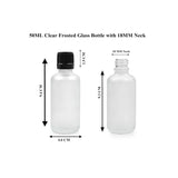 Clear Frosted Round Empty Glass Bottle with Knurling Screw Cap & Inner Plug