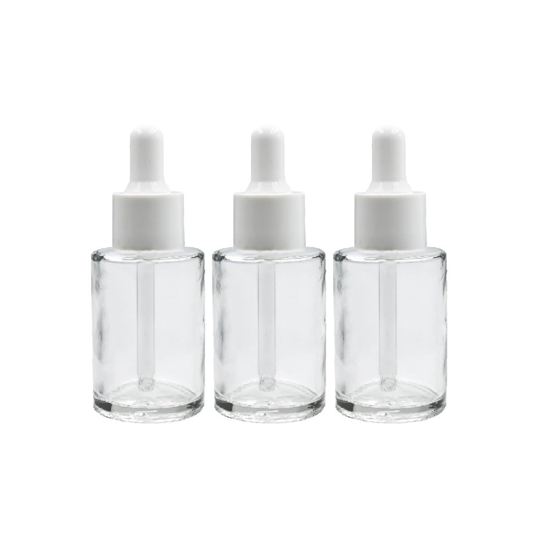 Clear Flat Shoulder Round Empty Glass Bottle with Smooth Sleeve