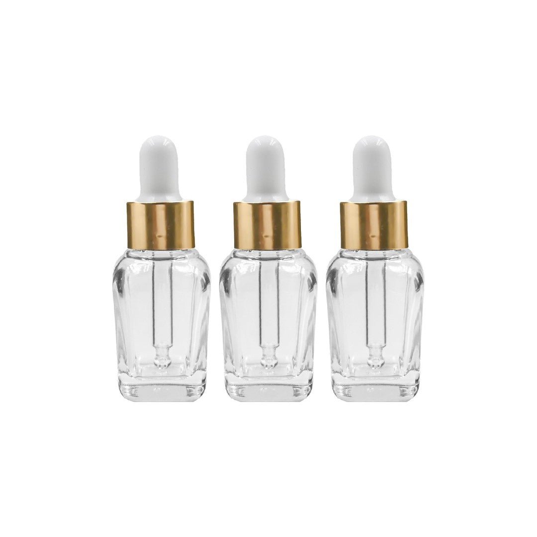 Clear Square Glass Dropper Bottle with White Silicone Teat