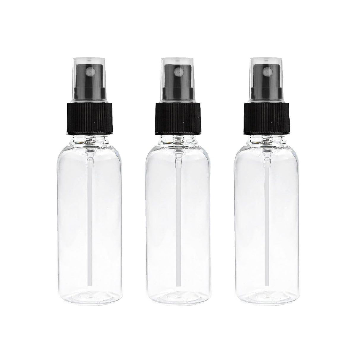 Clear Round Empty Pet bottle With Black Mist Spray and Over Cap