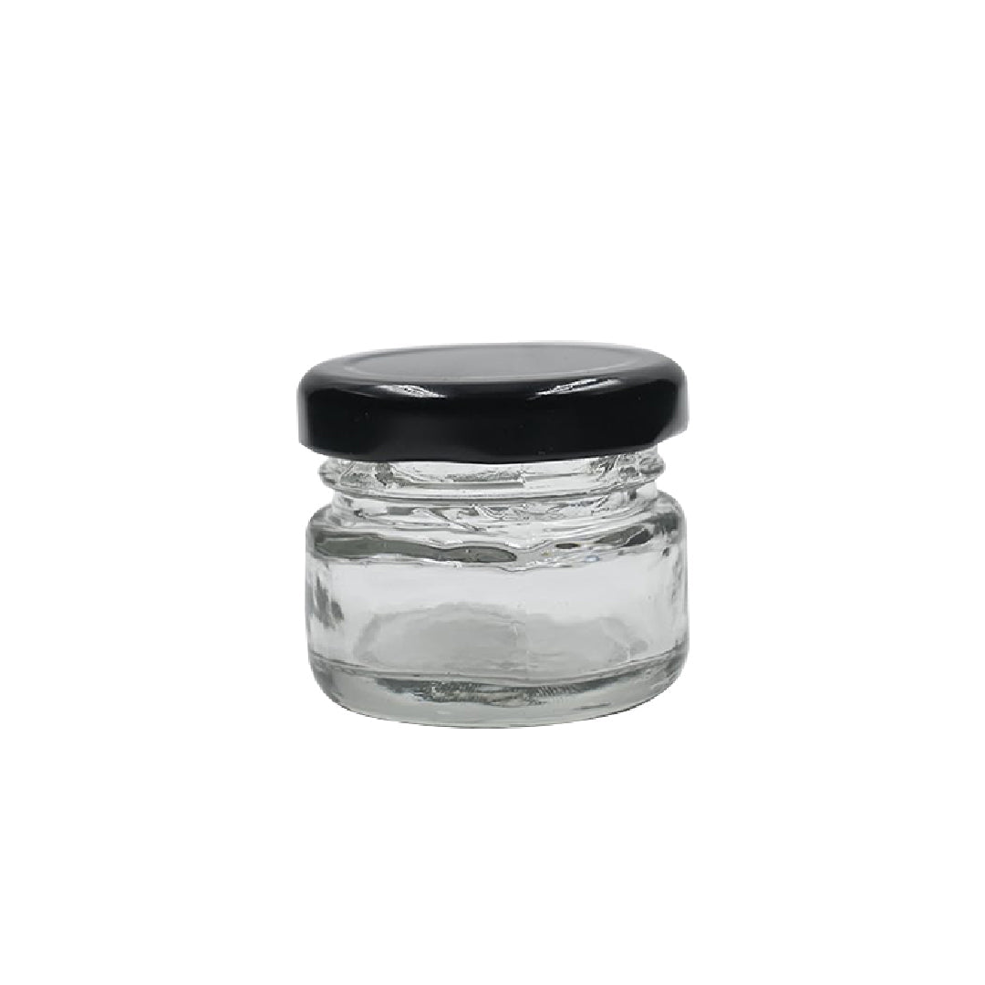 Salsa Glass jar with Air Tight Black Lid for Kitchen Dried Masla Storage Jar