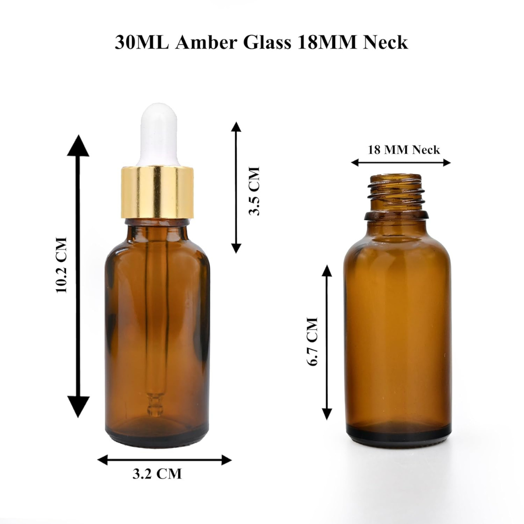 Amber Round Glass Dropper Bottle with White Silicone Teat
