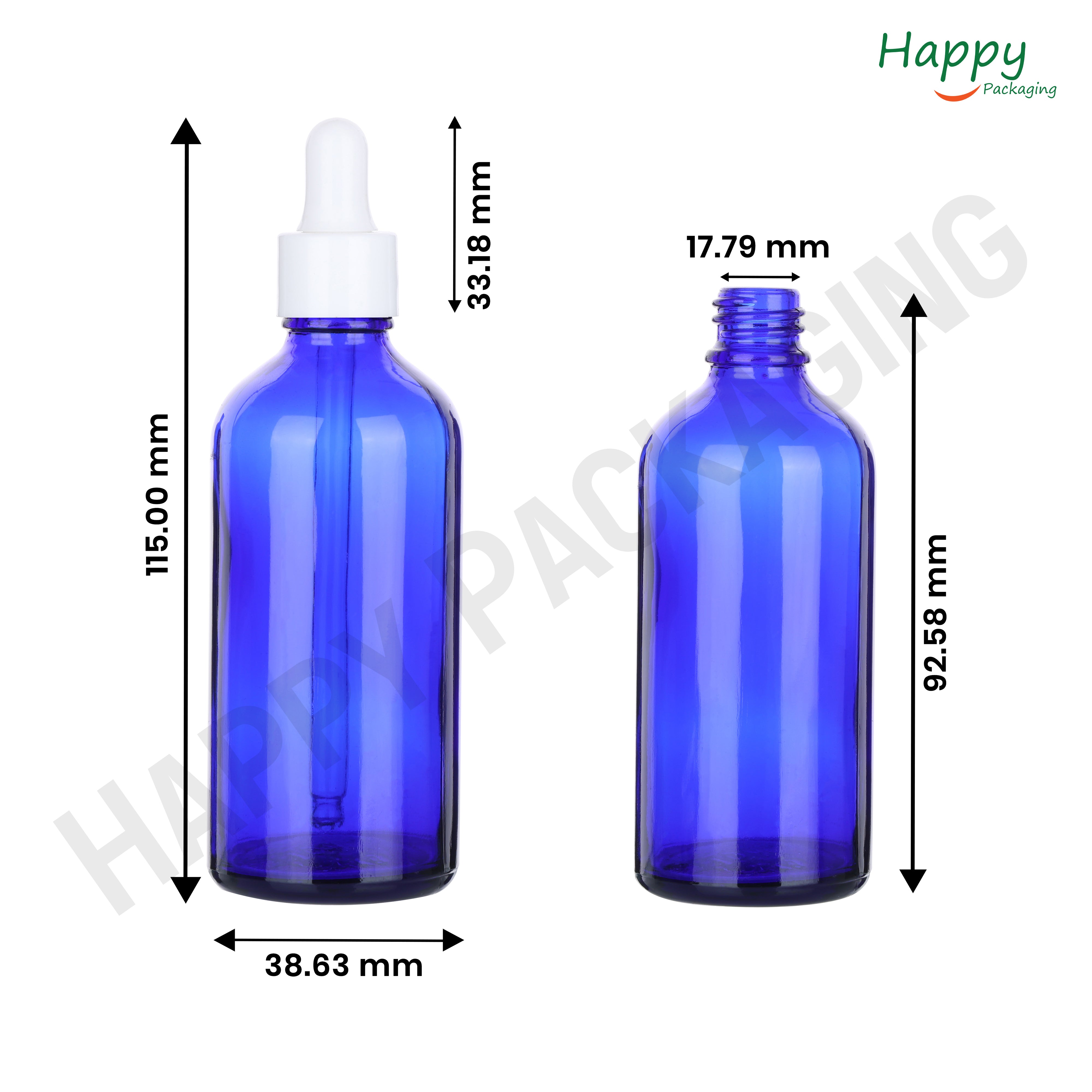 Blue Round Glass Dropper Bottle with Silicone Teat