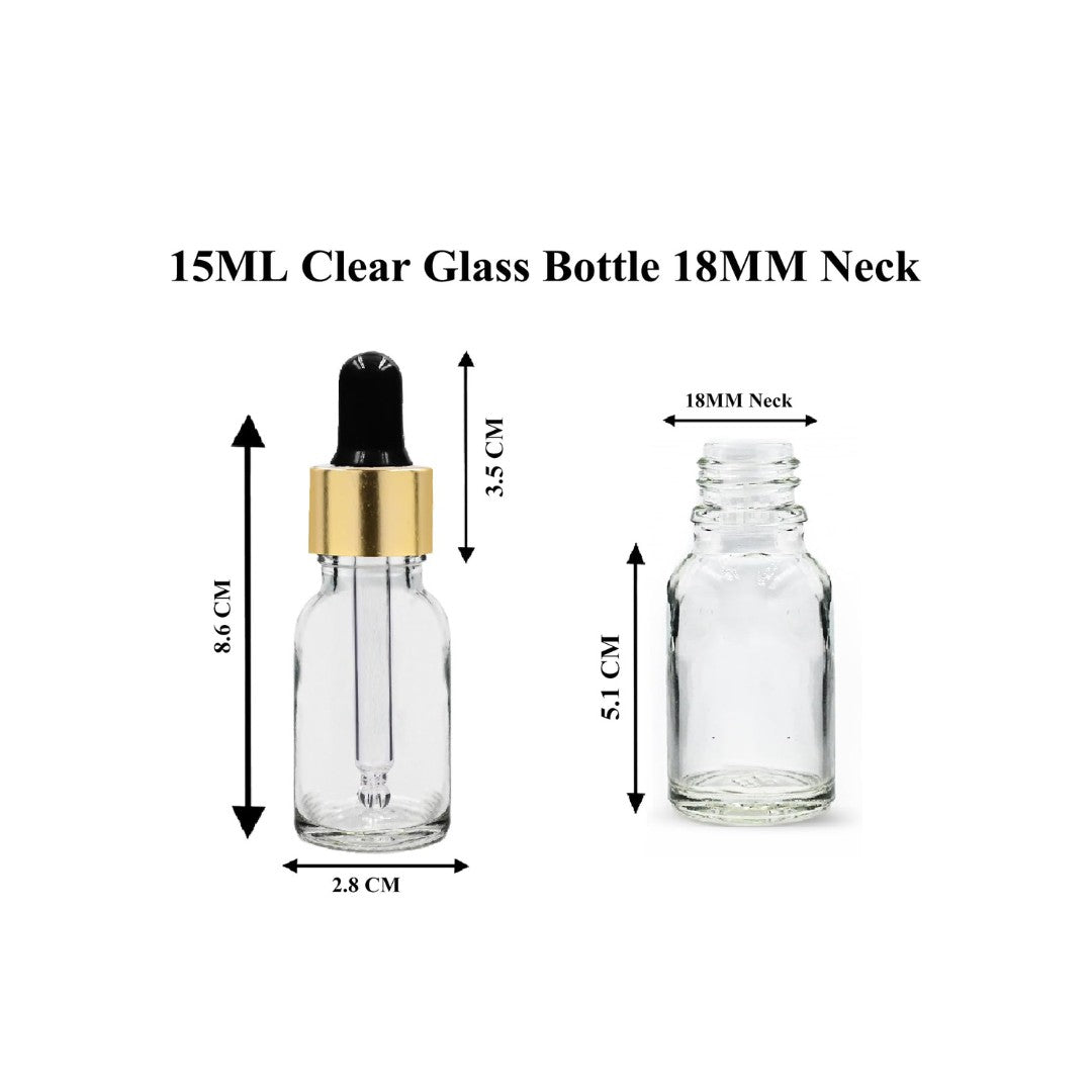 Clear Round Glass Dropper Bottle with Black Silicone Teat