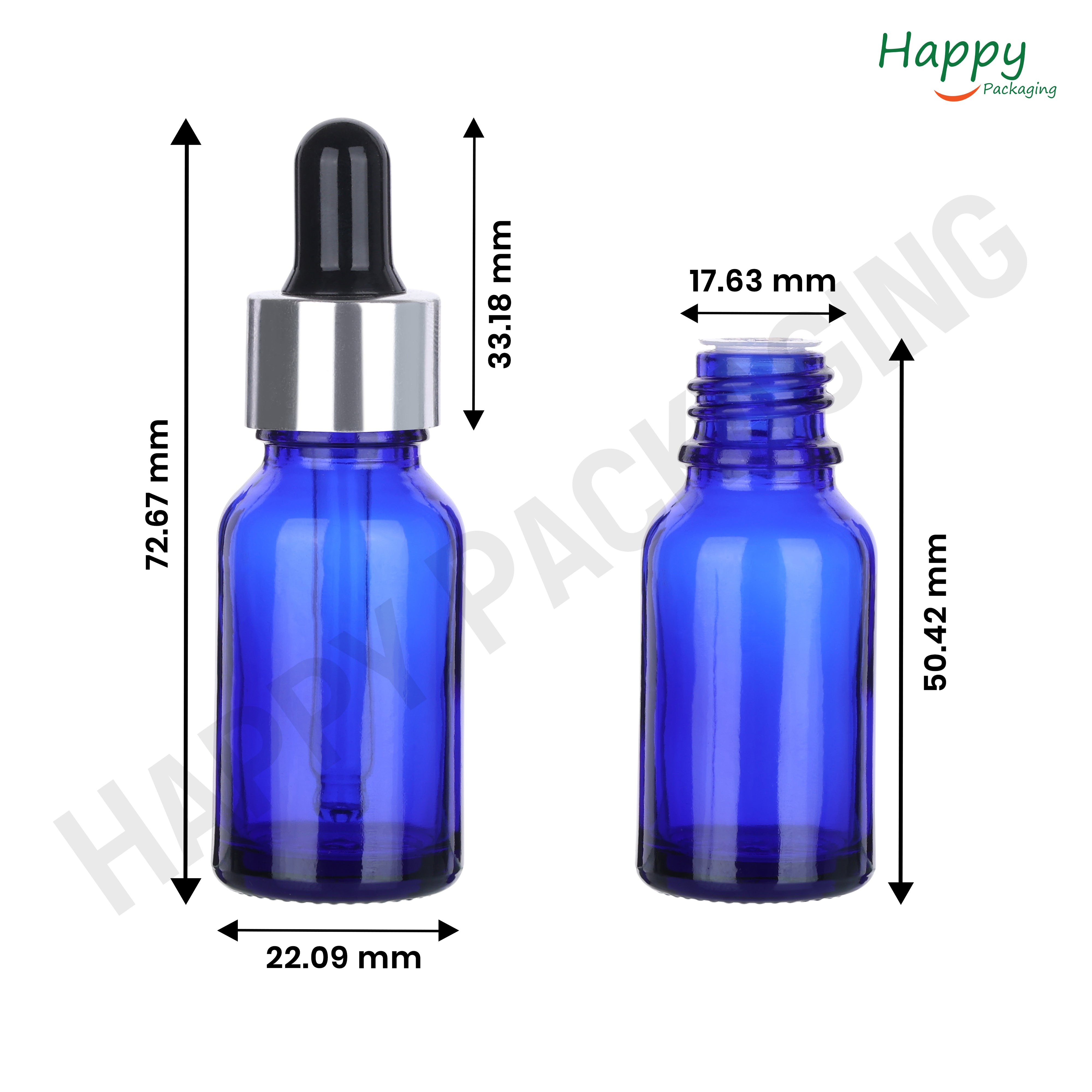 Blue round Glass Dropper Bottle with Smooth Silicon Sleeve