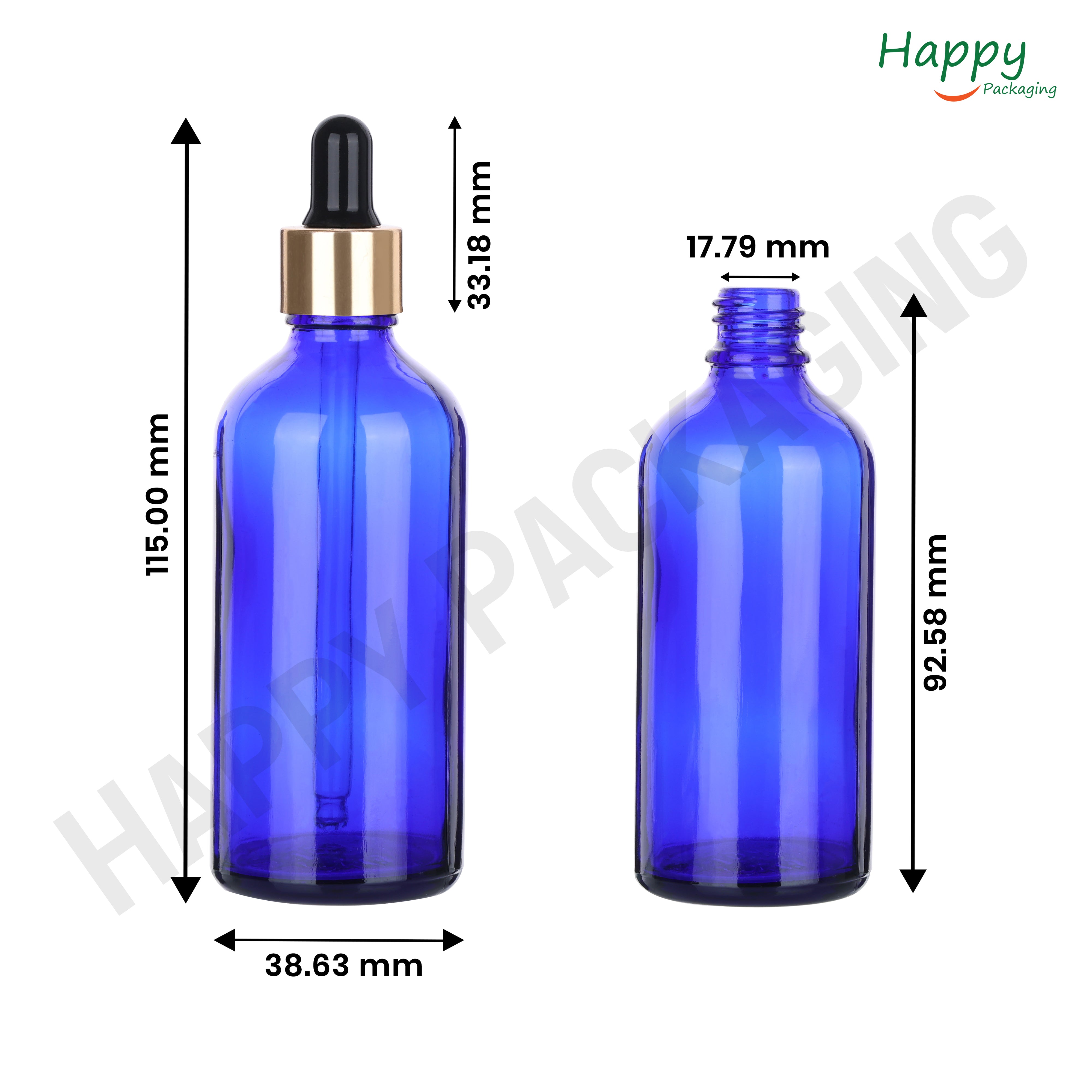 Blue round Glass Dropper Bottle with Smooth Silicon Sleeve