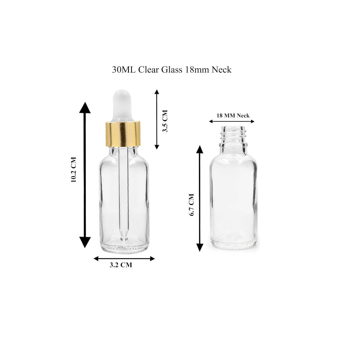 Clear Round Glass Dropper Bottle with White Silicone Teat