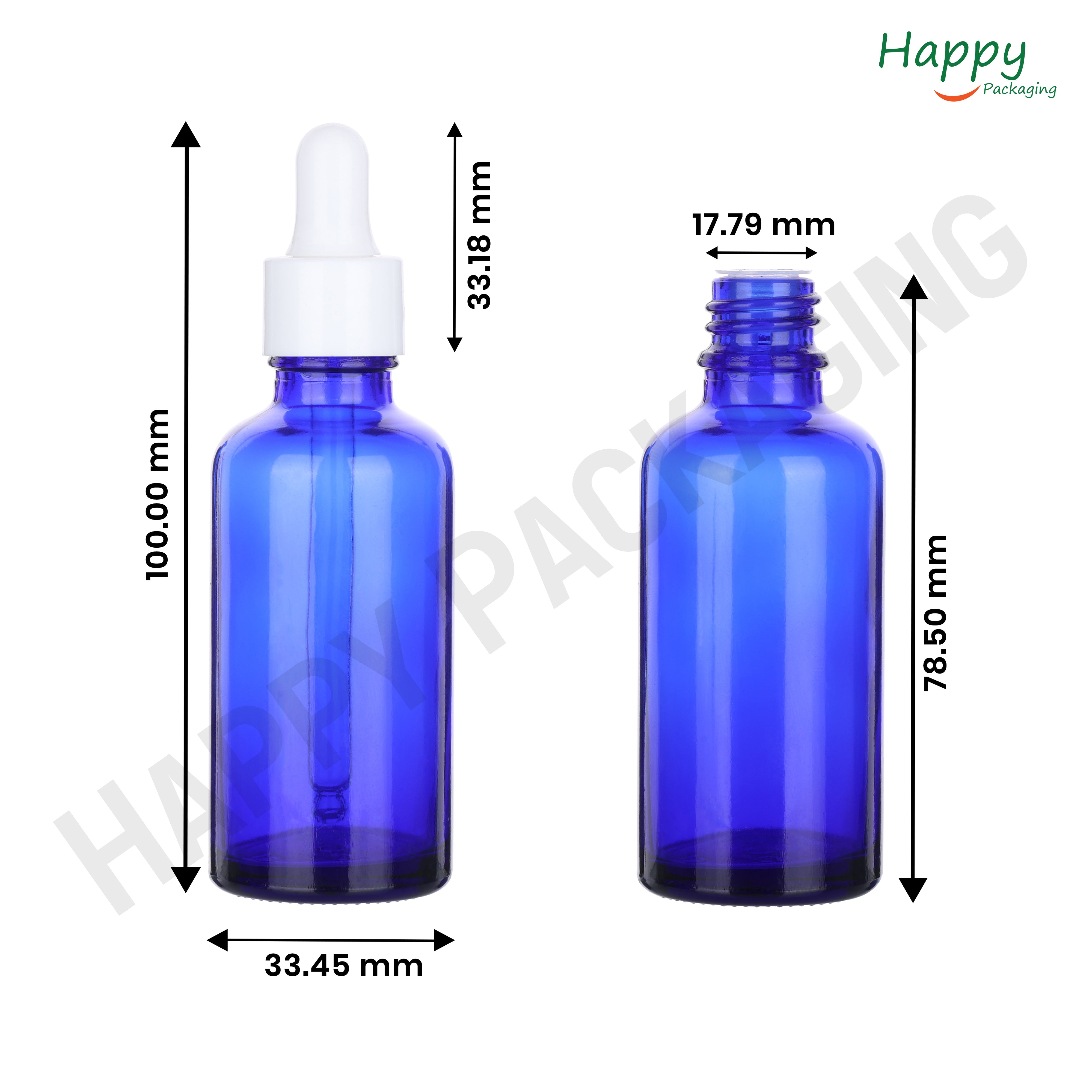 Blue Round Glass Dropper Bottle with Silicone Teat