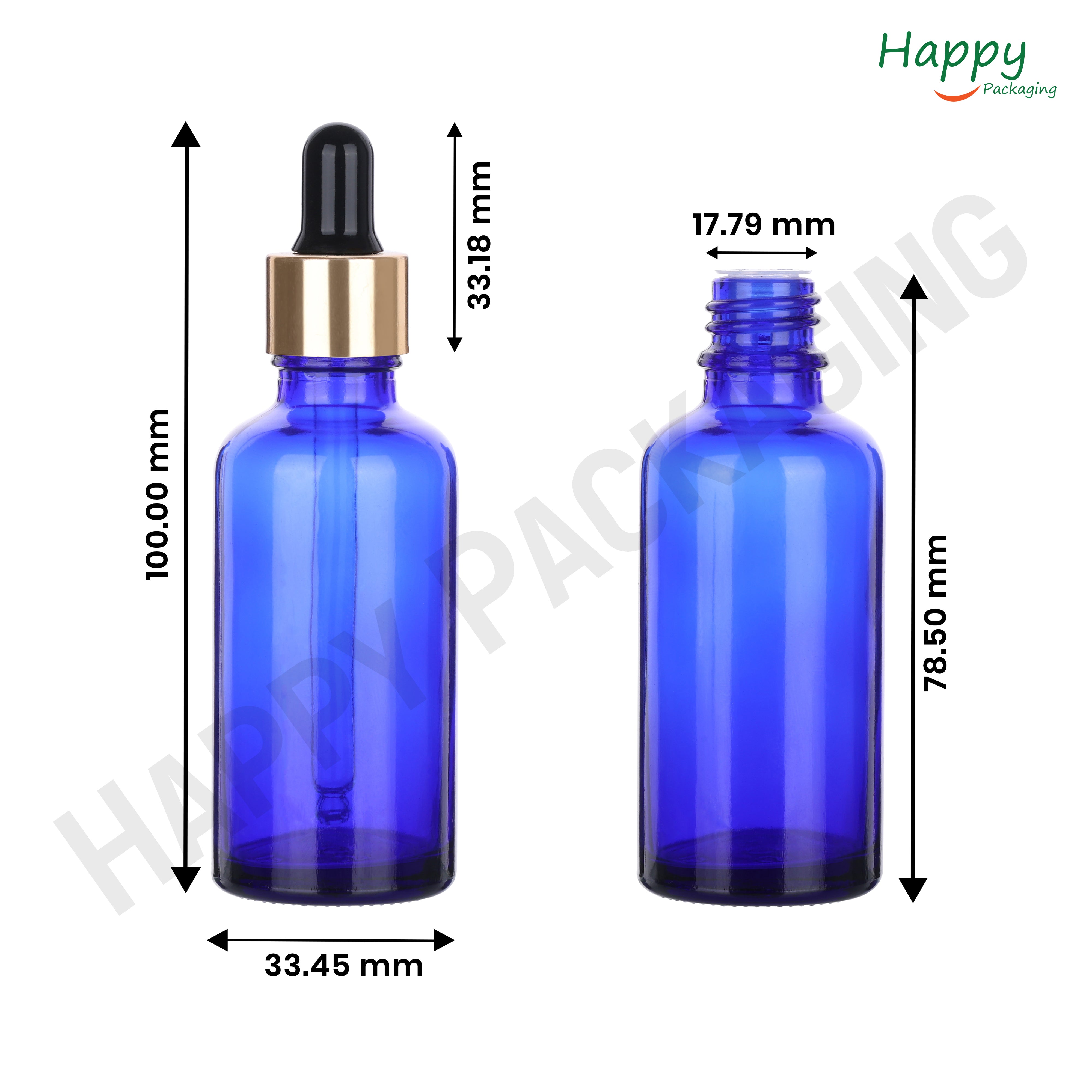 Blue round Glass Dropper Bottle with Smooth Silicon Sleeve