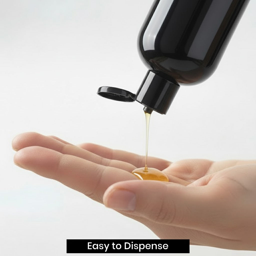 Black Empty Round PET Bottles With Black Flip Top Cap