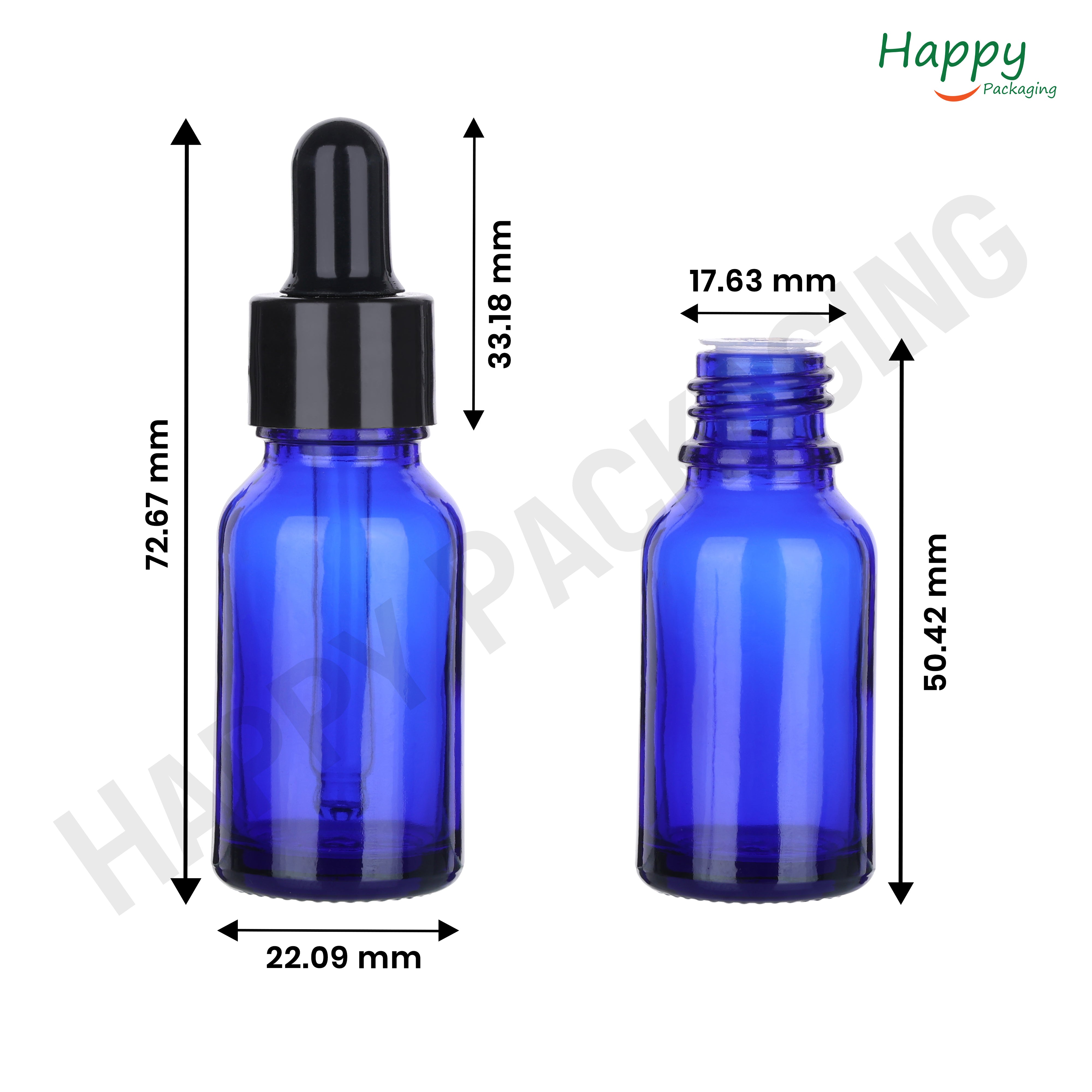 Blue Round Glass Dropper Bottle with Silicone Teat