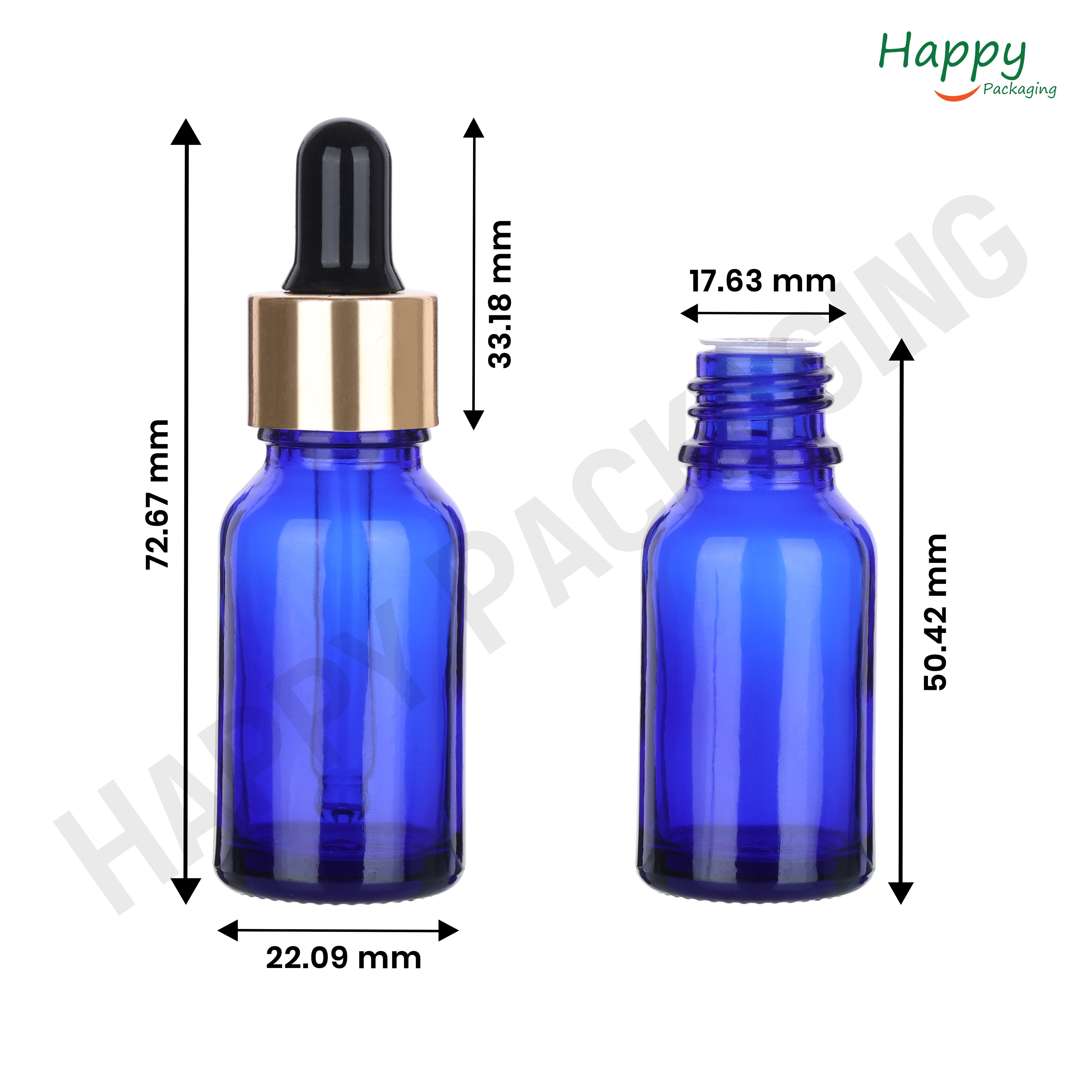 Blue round Glass Dropper Bottle with Smooth Silicon Sleeve