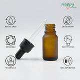 Amber Round Frosted Glass Dropper Bottle with Knurling Sleeve