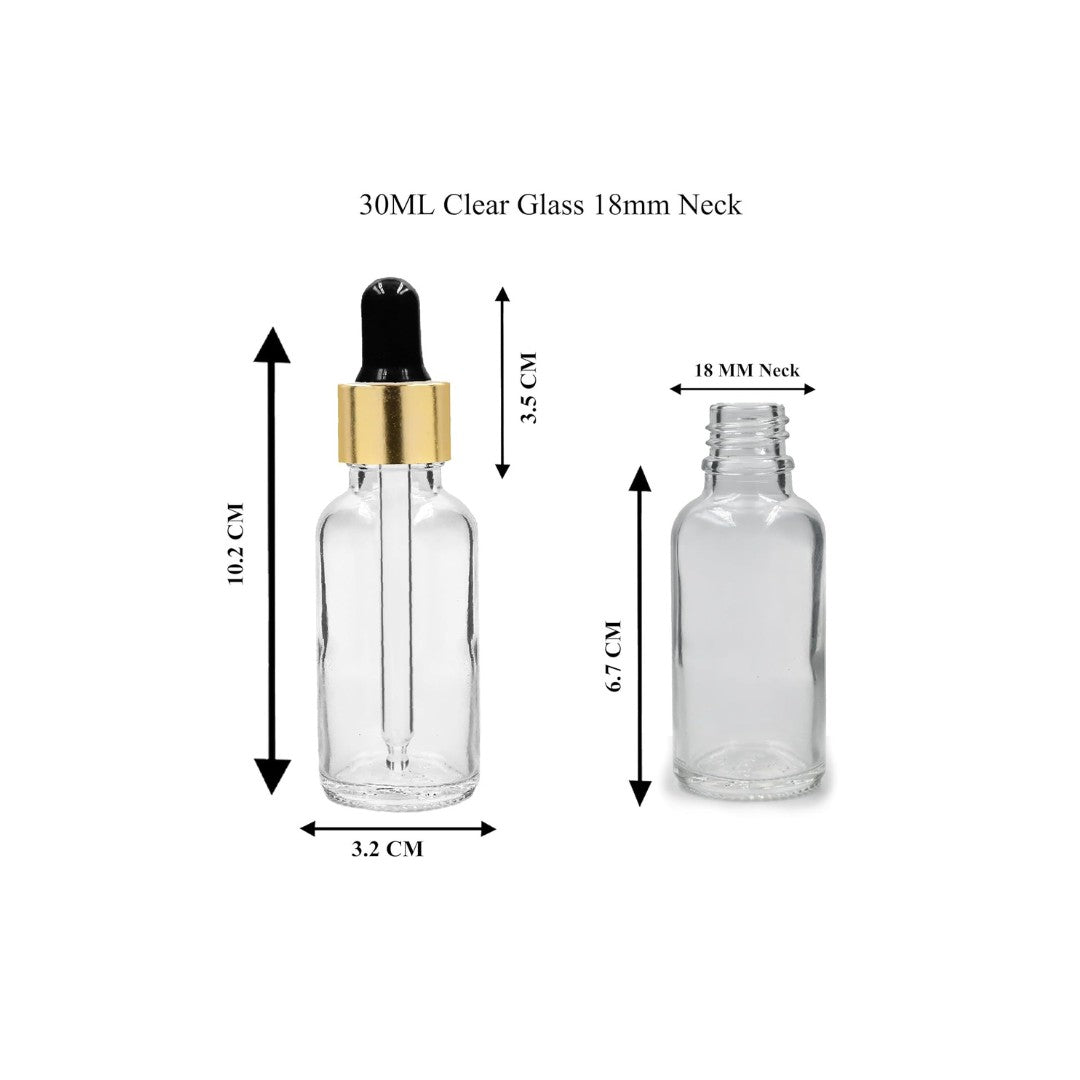 Clear Round Glass Dropper Bottle with Black Silicone Teat