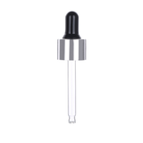 20mm Silver Dropper Cap with Black Bulb & Clear Glass Pipette