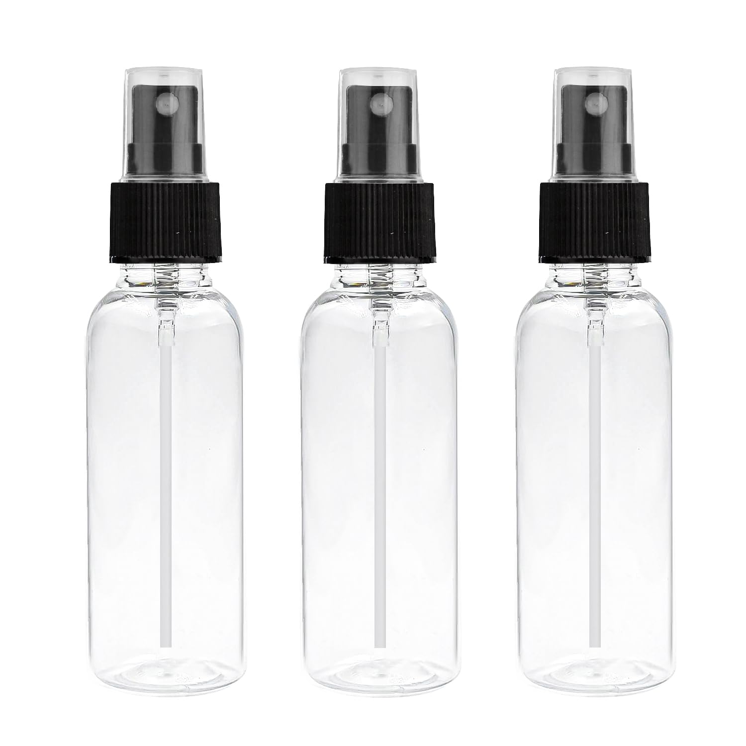 Clear Round Empty Pet bottle With Black Mist Spray and Over Cap