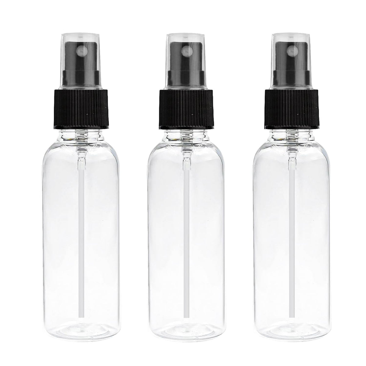 Clear Round Empty Pet bottle With Black Mist Spray and Over Cap