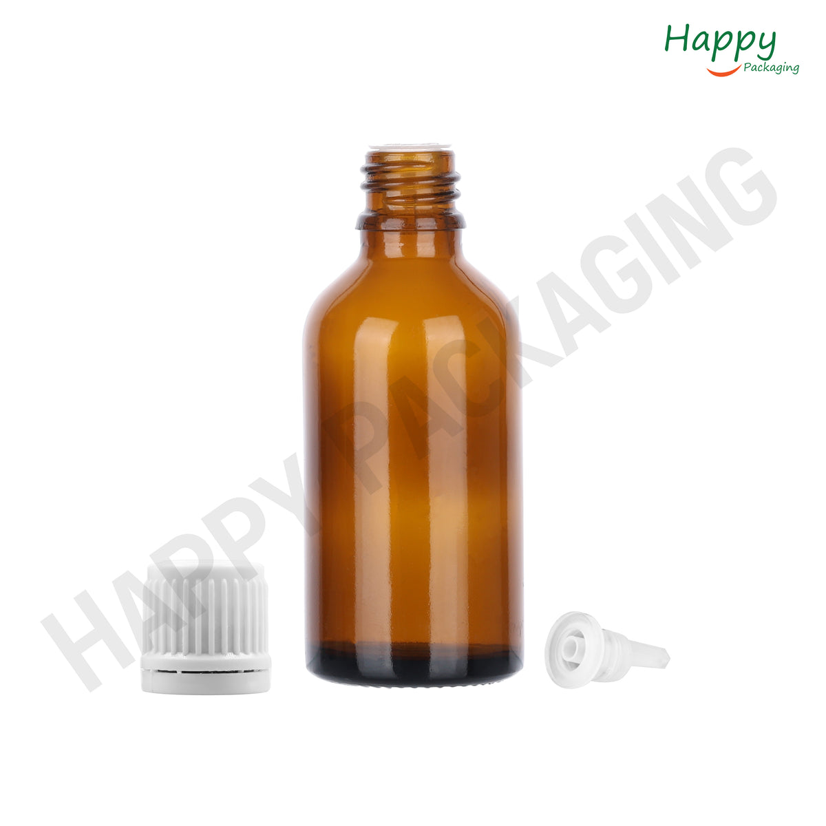 Amber Round Glass Dropper Bottle with Knurling Sleeve & Euro Plug