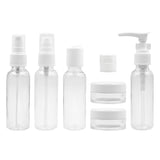 7-Pcs Travel Bottles Kit, Portable Refillable Toiletry Containers Set, Leak Proof Cosmetic Containers for Lotion | Shampoo | mist spray and Jars for Cream Total (4 bottles)