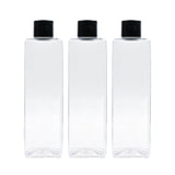 Clear Empty Square PET Bottles With Black Flip Top Cap