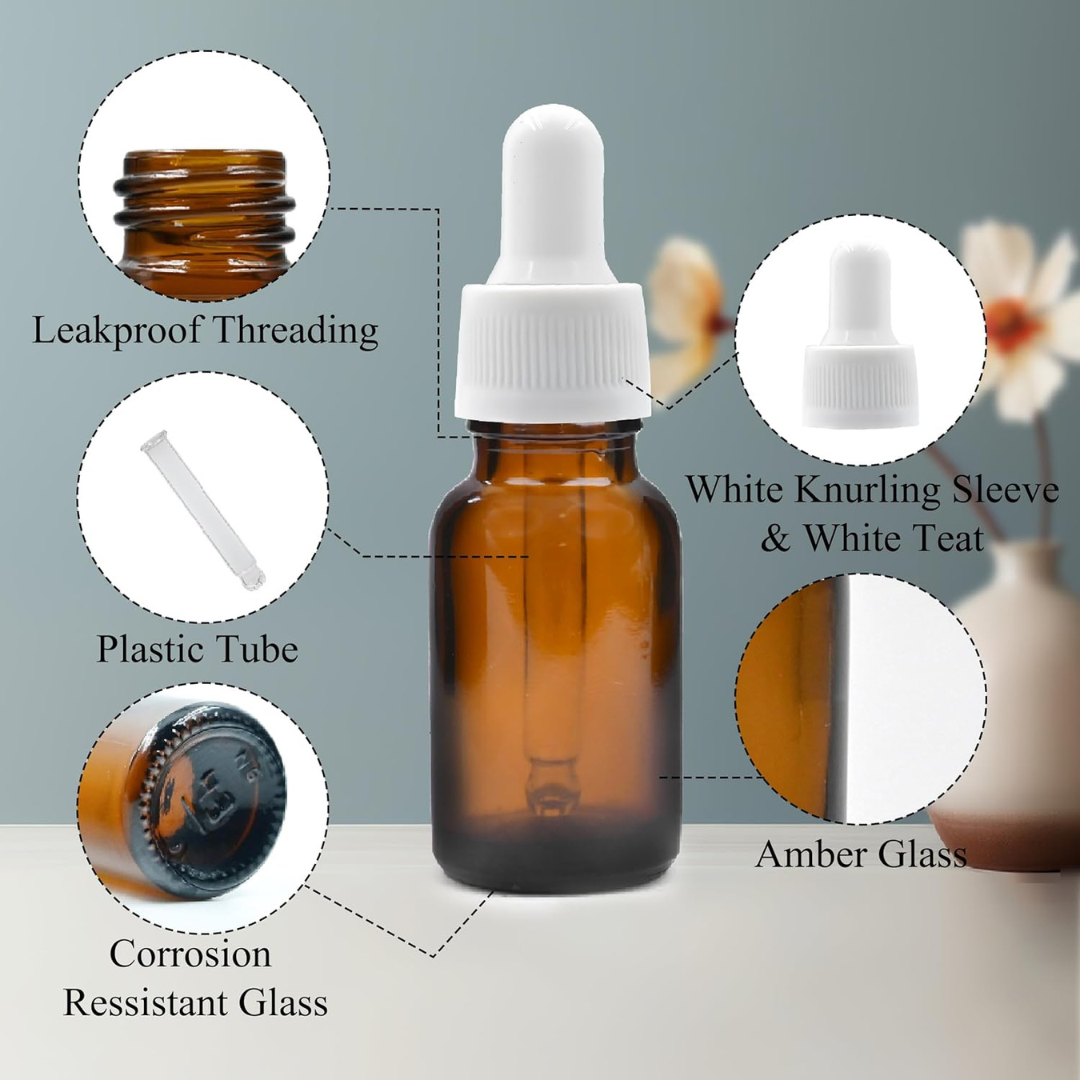 Amber Round  Glass Dropper Bottle with Knurling Silicon Sleeve