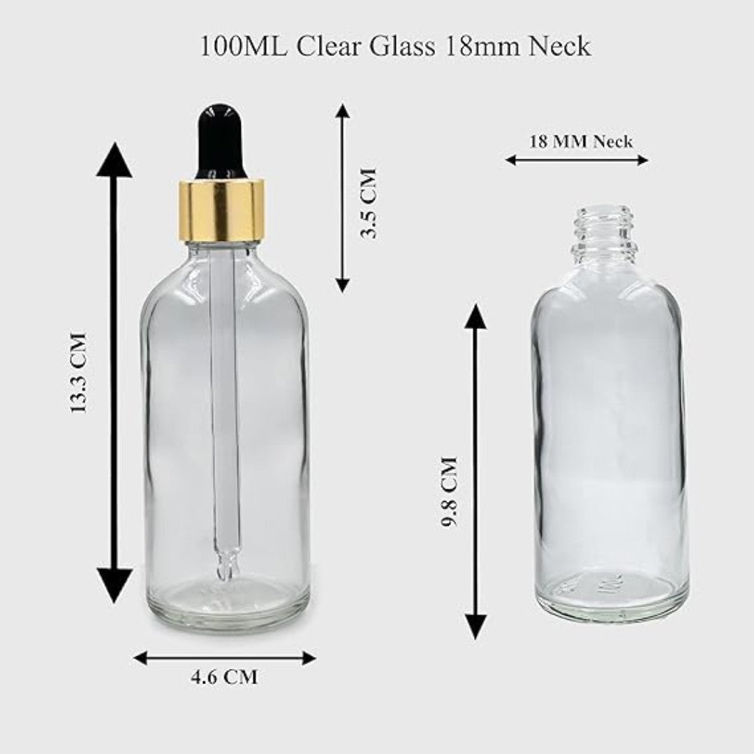 Clear Round Glass Dropper Bottle with Black Silicone Teat