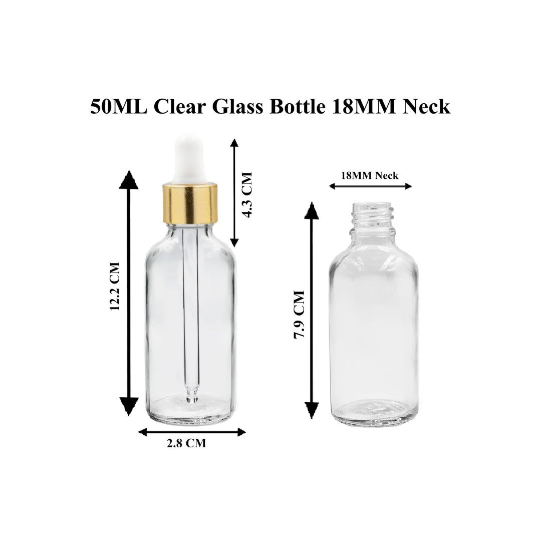 Clear Round Glass Dropper Bottle with White Silicone Teat