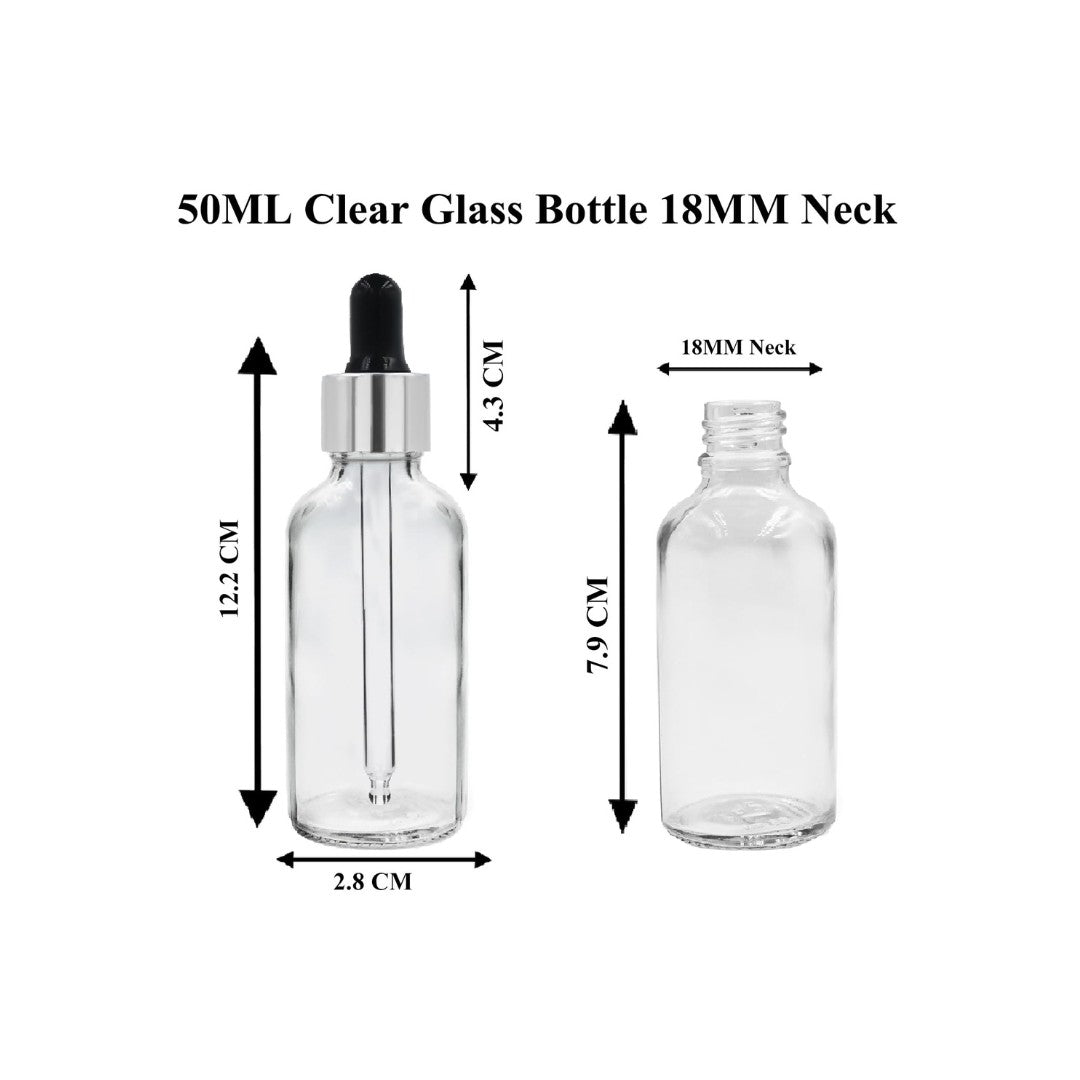 Clear Round Glass Dropper Bottle with Black Silicone Teat