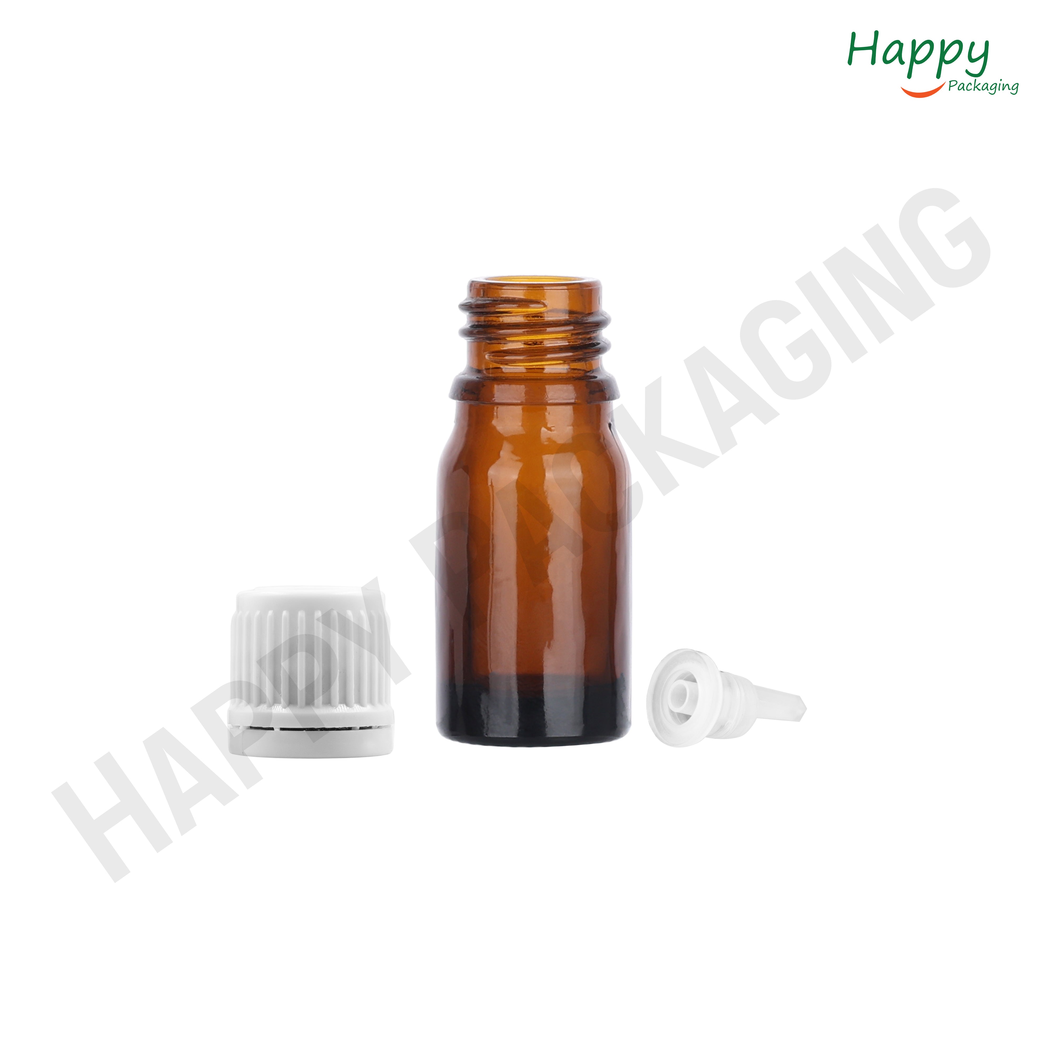 Amber Round Glass Dropper Bottle with Knurling Sleeve & Euro Plug