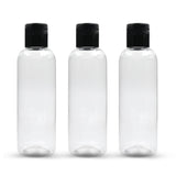 Clear Empty Round PET Bottles With Black Flip Top Cap
