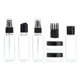 7-Pcs Travel Bottles Kit, Portable Refillable Toiletry Containers Set, Leak Proof Cosmetic Containers for Lotion | Shampoo | mist spray and Jars for Cream Total (4 bottles)