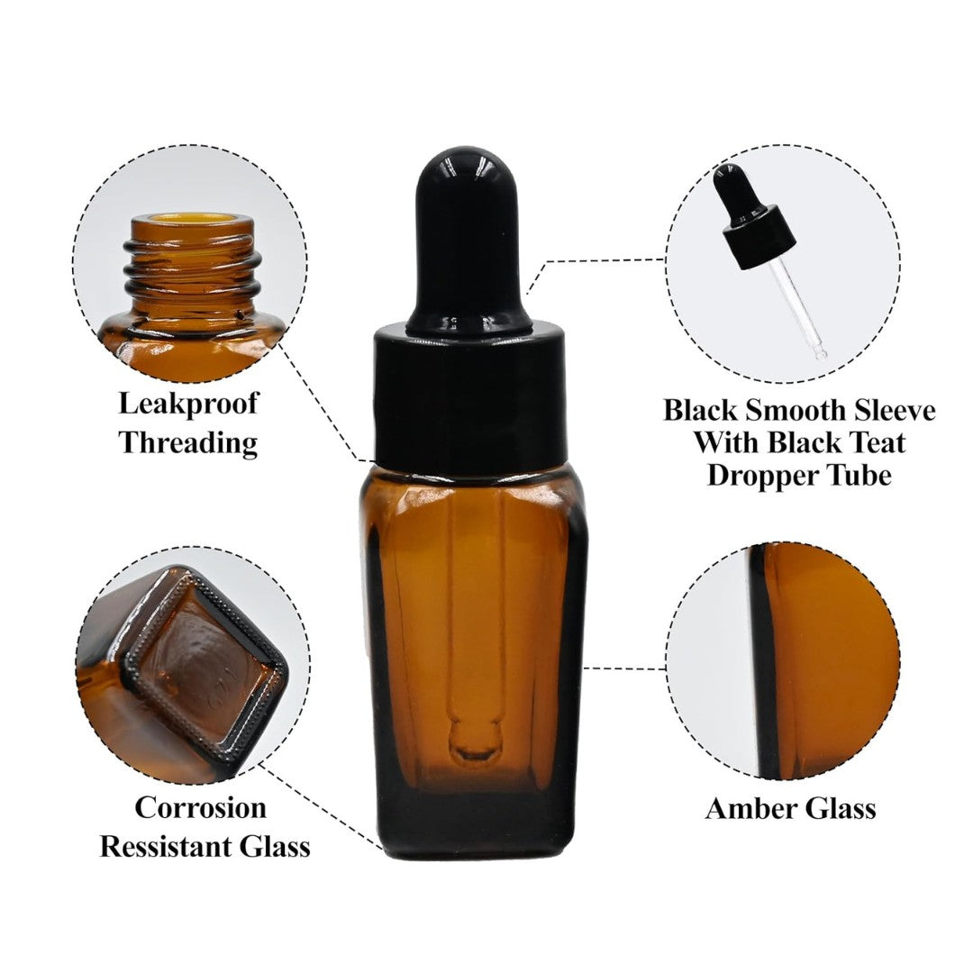 Amber Square Empty Glass Bottle with Smooth Sleeve