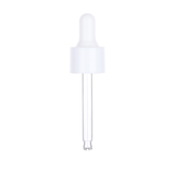 20mm White Dropper Cap with White Bulb & Clear Glass Pipette