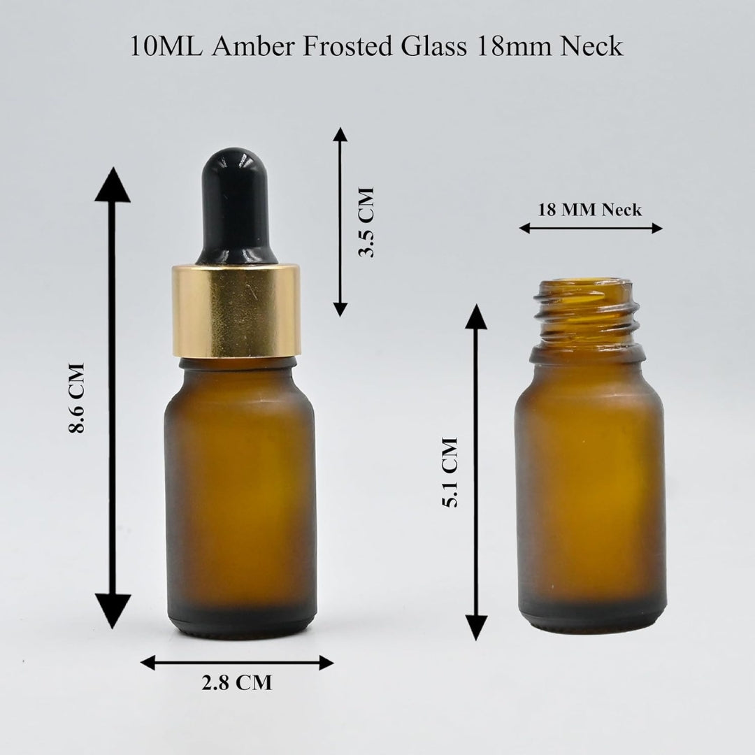 Amber Round Frosted Glass Dropper Bottle with Black Silicone Teat